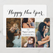 Happy New Year モダン Family Photo Collage Review シーズンカード (正面/裏面)