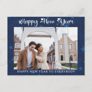 Happy New Year モダン Holiday Photo On Snowflakes ポストカード