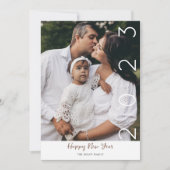 Happy New Year モダン Script 1 Photo Holiday Card シーズンカード (正面)