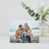 Happy New Year モダン Script Photo シーズンポストカード (スタンド正面)