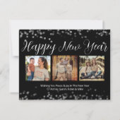 Happy New Year モダン Script Photo Card ノートカード (正面)