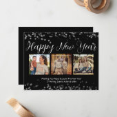 Happy New Year モダン Script Photo Card ノートカード (正面/裏面インサイチュ)