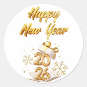 happy new year  ラウンドシール (正面)