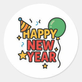 Happy New Year ラウンドシール