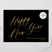 Happy New Year ロゴ 2027 黒 金 箔シーズンカード (正面)