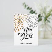HAPPY New Year |業務企業のフェスティバル金ゴールド シーズンポストカード (スタンド正面)