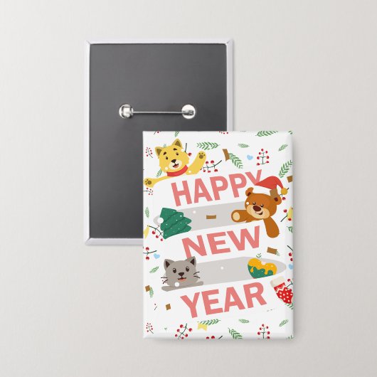 Happy new year 缶バッジ (正面/裏面)