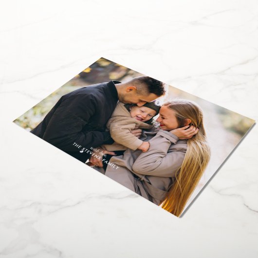 「Happy New Year」脚本撮ファンシー影 箔シーズンカード (回転した状態)