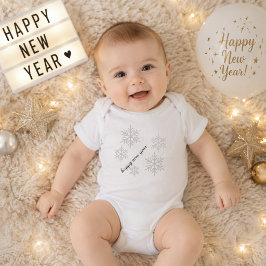 Happy New Year 雪の結晶 ベビーボディスーツ