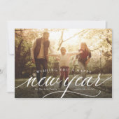 Happy New Year 1枚の写真エレガント シーズンカード (正面)