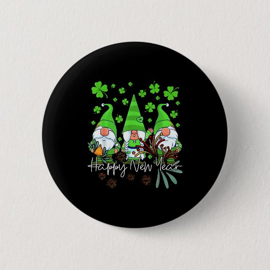 Happy New Year 2023 Gnomes Irish Patrick Day Famil 缶バッジ (正面)