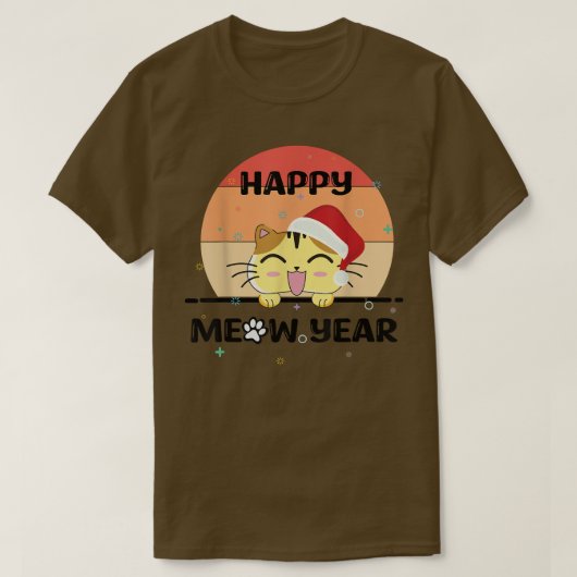 happy new year 2023 with funny cat  tシャツ (デザイン正面)