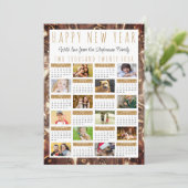 Happy New Year 2024カレンダー12写真金ゴールド シーズンカード (スタンド正面)