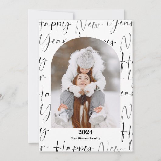 Happy New Year 2024脚本4枚はっきりした黒 シーズンカード (正面)