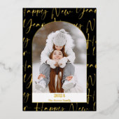 Happy New Year 2024脚本4枚はっきりした黒 箔シーズンカード (正面)