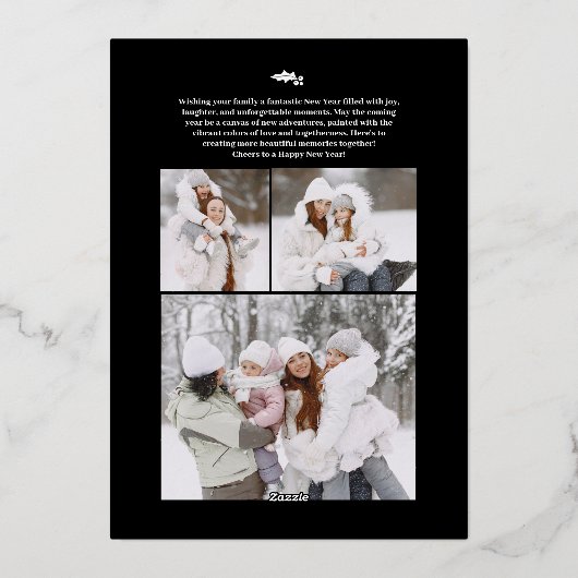 Happy New Year 2024脚本4枚はっきりした黒 箔シーズンカード (裏面)