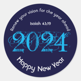 Happy New Year 2024 ADD ANY YEAR Christian ラウンドシール