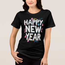 Happy New Year 2025グラフィックカラフルTシャツ トライブレンドＴシャツ