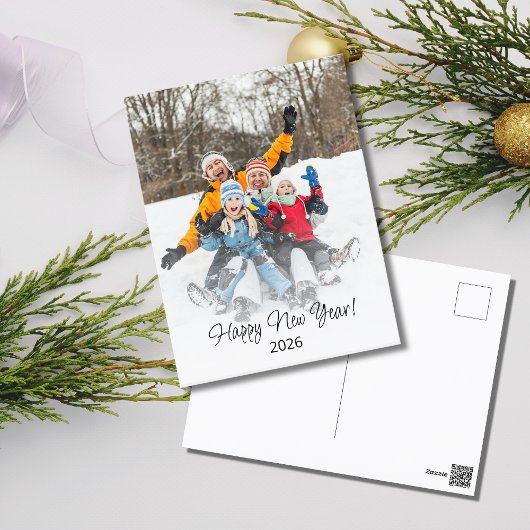 Happy New Year 2025家族モダン写真 シーズンポストカード