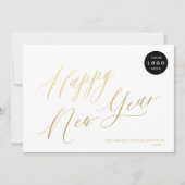 Happy New Year 2025金ゴールドスクリプトのビジネスロゴ シーズンカード (正面)