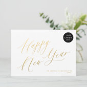 Happy New Year 2025金ゴールドスクリプトのビジネスロゴ シーズンカード (スタンド正面)