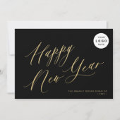 Happy New Year 2025金ゴールドスクリプトのビジネスロゴ シーズンカード (正面)