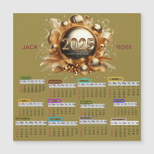 Happy new year 2025 calendar Magnetic Card (正面)
