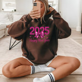 Happy New Year 2025 Coquette Glitter Pink Bow Cute パーカ