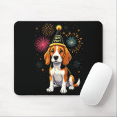 Happy New Year 2025 Eve Firework Dog Funny Beagle マウスパッド (マウス)