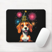 Happy New Year 2025 Eve Firework Dog Funny Beagle  マウスパッド (マウス)