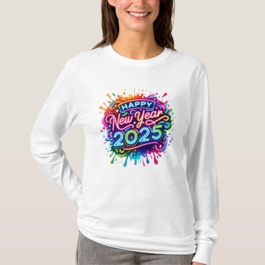 Happy New Year 2025 Png，昇華デザイン Tシャツ (正面)