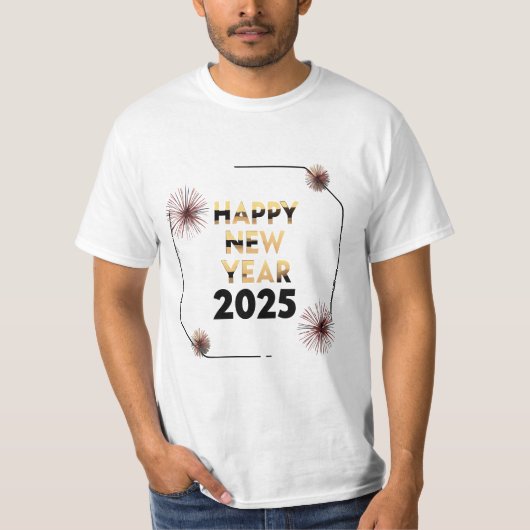 Happy New Year 2025 - Stylish Festive T-Shirt Tシャツ (正面)