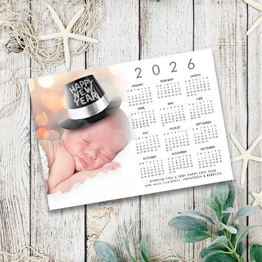 Happy New Year 2026カレンダーカスタム写真 シーズンカード