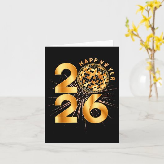 Happy New Year 2026  カード (黄色い花)