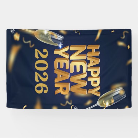 Happy New Year 2026 Banner 横断幕 (横)