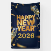 Happy New Year 2026 Banner 横断幕 (縦)