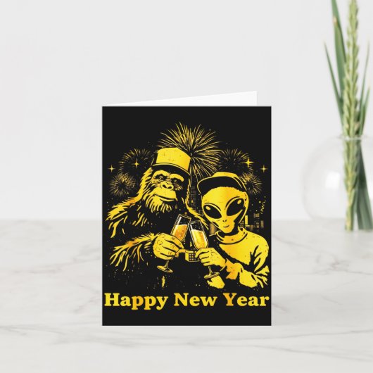 Happy New Year 2026 Bigfoot Alien Lovers New Years カード (正面)