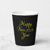 Happy New Year 2026 Black and Yellow Script  紙コップ (裏面)
