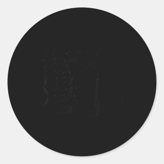 Happy New Year 2026 Black Cat Cute Minimal Holiday ラウンドシール (正面)