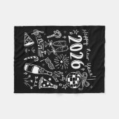Happy New Year 2026 Bow Funny フリースブランケット (正面(横))