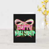 Happy New Year 2026 Brushstroke Coquette Firework  カード (黄色い花)