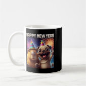 Happy New Year 2026 Capybara Pug Party Art コーヒーマグカップ (左)