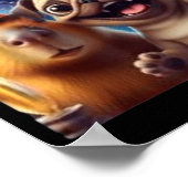 Happy New Year 2026 Capybara Pug Party Art ポスター (角)