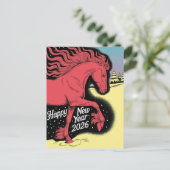 Happy New Year 2026 Card Red Horse Card シーズンポストカード (スタンド正面)