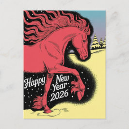 Happy New Year 2026 Card Red Horse Card シーズンポストカード