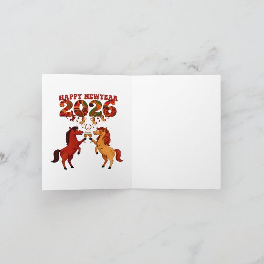 Happy New Year 2026 – Celebrating Horses with Cham カード (内部)