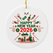 Happy New Year 2026 Celebration セラミックオーナメント (裏面)