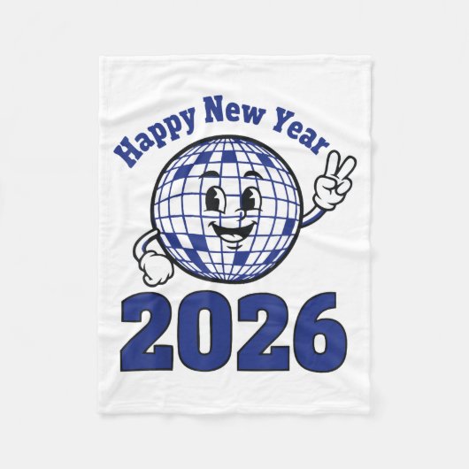Happy New Year 2026 Celebration Design フリースブランケット (正面)