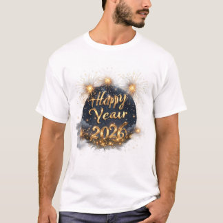 Happy New Year 2026 Celebration - Modern Gold  Tシャツ