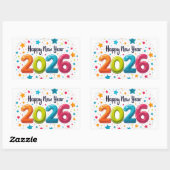 Happy New Year 2026 Celebration Sticker 長方形シール (シート)
